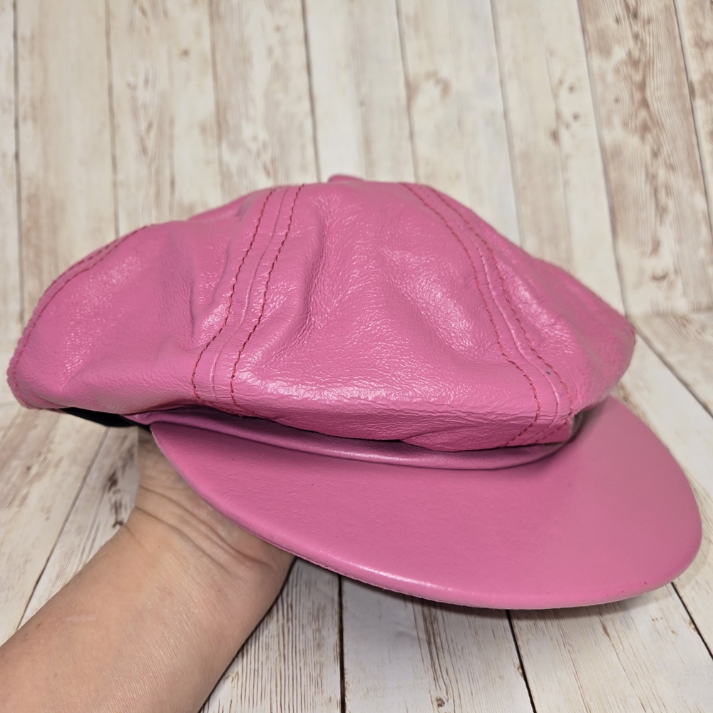 Vintage Wilsons Leather pink genuine leather newsboy cap 💕 - Picture 10 of 16
